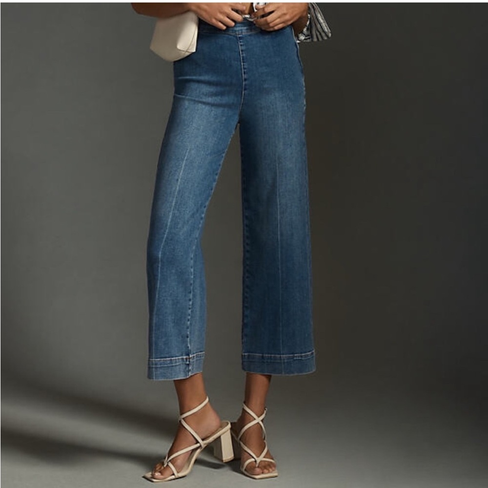 Pilcro The Skipper Side-Zip High-Rise Crop Wide-Leg Jeans - Size 31